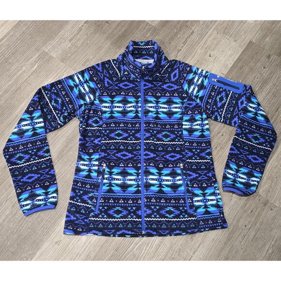 Free Country Blue Aztec Zip up Fleece Jacket Sweater - Picture 7 of 7